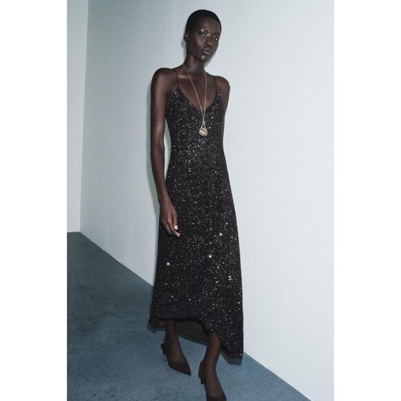 ZARA ZW COLLECTION LIMITED EDITION SEQUIN MAXI DRESS - Picture 2 of 7